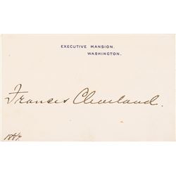 1887-Dated FRANCIS F CLEVELAND Autographed Executive Mansion. - Washington. Card