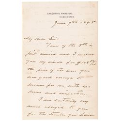 1895 President Grover Cleveland Executive Mansion Autograph Letter Signed