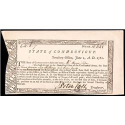 1780 PETER COLT Signed Connecticut Revolutionary War Pay Order Certified