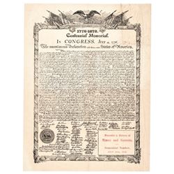Broadside/Poster Titled: 1776-1876 Centennial Memorial - Declaration of Independ