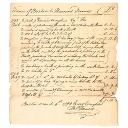 1794 Colonel Thomas Dawes Document Signed, Boston, MA Architect-Designer-Builder