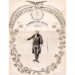 Rare 1856 DECLARATION of INDEPENDENCE Lithograph Engraving by J.H. Bufford