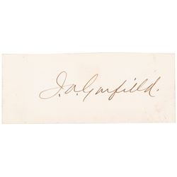 Clipped Signature of JAMES A. GARFIELD on White Card