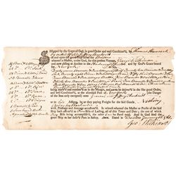 1762 (JOHN HANCOCK) Partially-Printed Hand Completed Document in His Own Hand