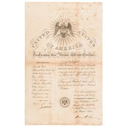 1861 Civil War US Passport Signed by WILLIAM H. SEWARD as Secretary of State