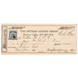 1872-Dated Mormon Leader BRIGHAM YOUNG Signed 1872 Check