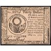 Image 1 : Continental Currency, May 10, 1775 Thirty Dollars First Issue. Choice Crisp UNC.