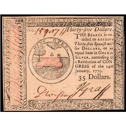 Colonial Currency, Continental, January 14, 1779 $35 PCGS Choice New-63PPQ