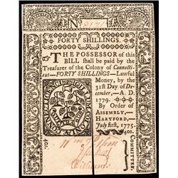 Colonial Currency, CT. July 1, 1775. 40s. Choice Crisp Uncirculated