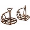 Image 1 : c 1770s Colonial Era, Impressive Design Pair of Hand-Forged Caged Iron Stirrups