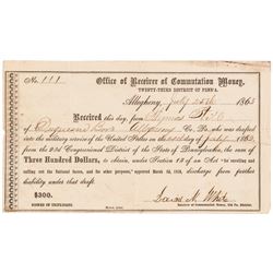 1863 Draftee Paid $300 Commutation Money Civil War Certificate + CDVs Identified
