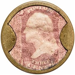 Encased Postage Stamp, EP-46, S-95, 3 Cents, J. GAULT. Plain Frame UNIQUE DESIGN