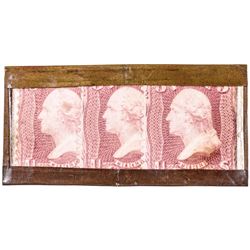 Encased Postage Stamp. FEUCHTWANGER Eagle Design. 9 Cent Strip. Choice Near New