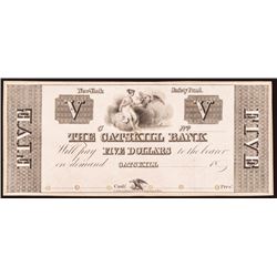 Catskill, New York - The Catskill Bank - Five Dollars, Choice India Paper Proof