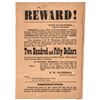 Image 1 : 1889 California 250 Dollars REWARD ! Broadside/Poster For Murder