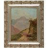 Image 1 : GUSTAVE ADOLPH WIEGAND, Oil Painting Hiker In The Mountains, Signed