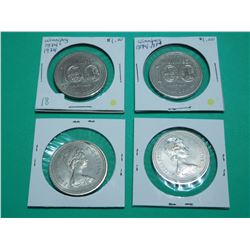 Lot of 4 1874-1974 Winnipeg 100 Silver Dollars