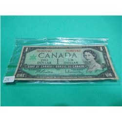 1967 Canada $1 Bill N/O 6387242 Beattie/Rasminsky