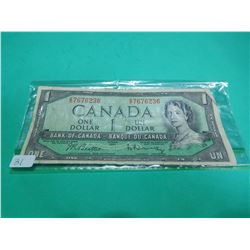 1967 Canada $1 Bill S/Z 7676236 Beattie/Rasminsky