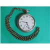 Image 1 : Jewelry Estate - Vintage Pocket Watch - JEWEL Silvertone Case and Chain - Ticking, Stop Watch Hands 