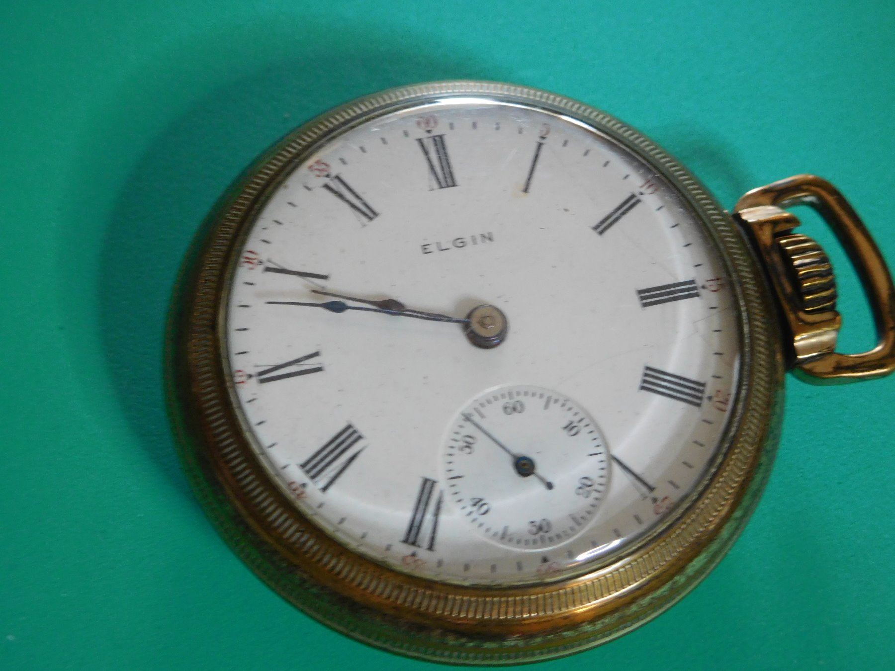 Jewelry Estate Vintage Pocket Watch ELGIN Goldtone Case Ticking