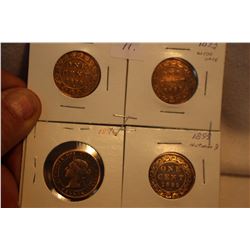 Group of 4 Large Cents - 1890H, 1893, 1896, 1899