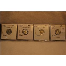 4 - Canada Silver Ten Cents - 1964;1965;1967;1968