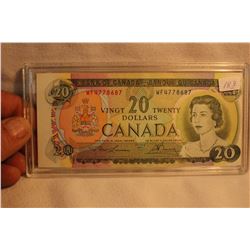 1969 Canada Twenty Dollar Bill - WF 4778687 - Unc., Cut Error