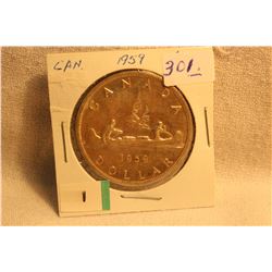 1959 Canada One Dollar Silver Coin