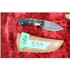 Image 1 : Knife - Damascas Blade w/Black Handle - in Sheath