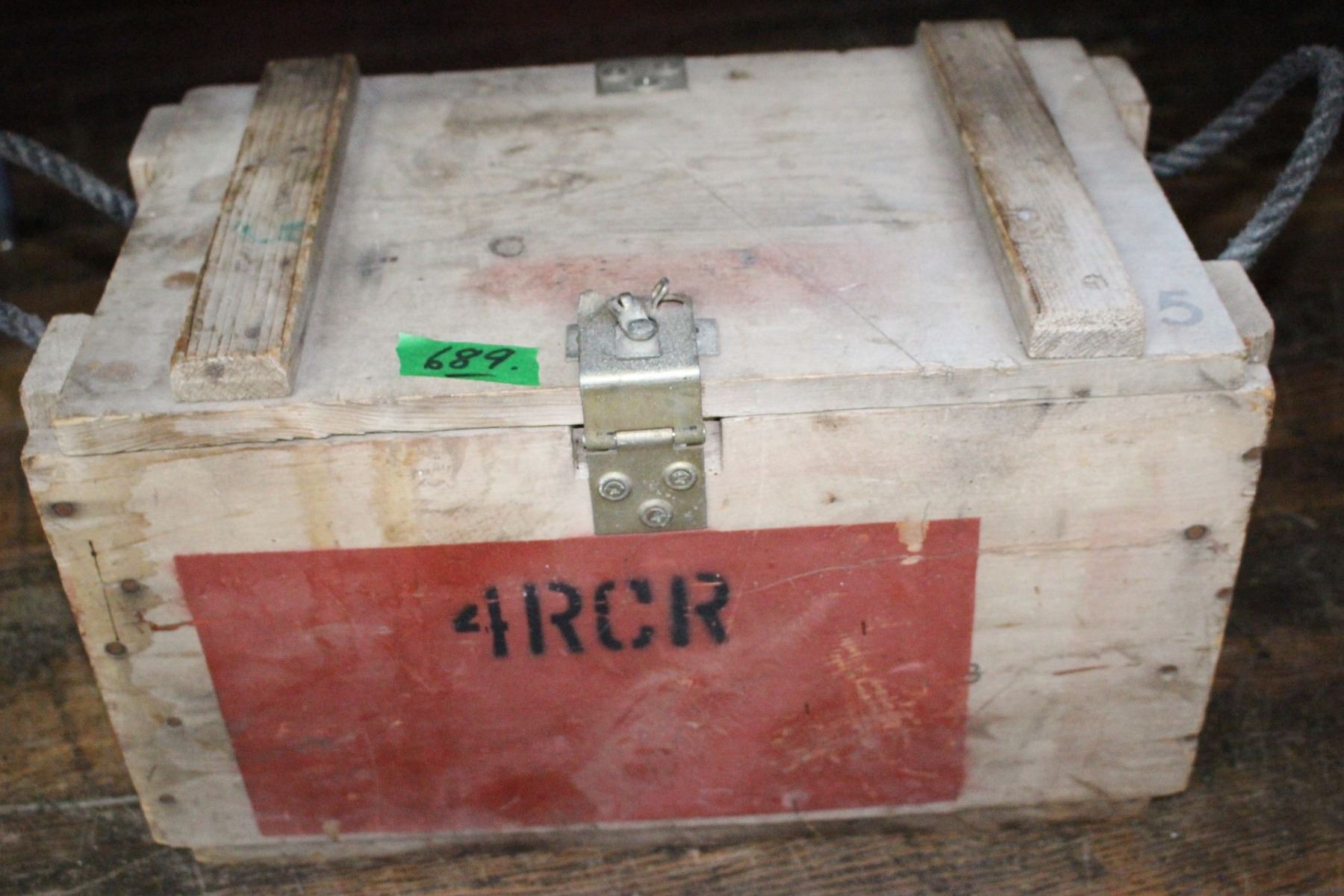 Candian Rifle Bullets Box Wooden #4 Royal Canadian Regiment Ammo Box