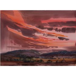 Laurence Philip Sisson | Mountain Landscape with Orange and Pink Sky