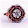 Image 1 : Unknown | Diamond, Onyx and Coral Ring