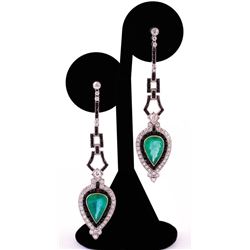 Unknown | Art Deco Emerald & Diamond Earrings