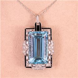 Unknown | Art Deco Aquamarine & Diamond Necklace