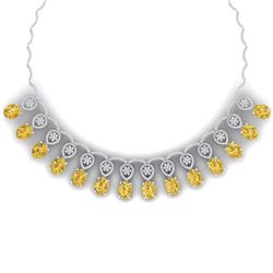 53.57 CTW Royalty Canary Citrine & VS Diamond Necklace 18K White Gold - REF-927X3T - 39075
