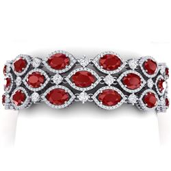 52.84 CTW Royalty Ruby & VS Diamond Bracelet 18K White Gold - REF-1181M8F - 38889