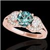 Image 1 : 1.7 CTW SI Certified Fancy Blue Diamond 3 Stone Solitaire Ring 10K Rose Gold - REF-218M2F - 35346