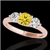 Image 1 : 2 CTW Certified Si Fancy Intense Yellow Diamond 3 Stone Solitaire Ring 10K Rose Gold - REF-281Y8N - 