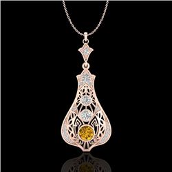 1.75 CTW Intense Fancy Yellow Diamond Art Deco Stud Necklace 18K Rose Gold - REF-218M2F - 37617