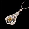 Image 2 : 1.75 CTW Intense Fancy Yellow Diamond Art Deco Stud Necklace 18K Rose Gold - REF-218M2F - 37617