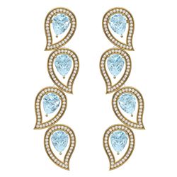 15.69 CTW Royalty Sky Topaz & VS Diamond Earrings 18K Yellow Gold - REF-281R8K - 39461