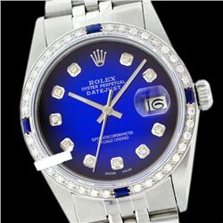 Rolex Men's Stainless Steel, QuickSet, Diam Dial & Diam/Sapphire Bezel - REF-441Z8Y