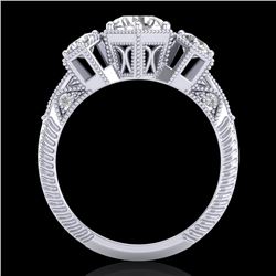 1.66 CTW VS/SI Diamond Solitaire Art Deco 3 Stone Ring 18K White Gold - REF-445F5M - 37223