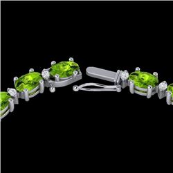 34 CTW Peridot & VS/SI Diamond Certified Tennis Necklace White 10K White Gold - REF-221Y8N - 21599