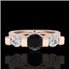 Image 2 : 2.3 CTW Fancy Black Diamond Solitaire Micro Pave 3 Stone Ring 18K Rose Gold - REF-200M2F - 37640
