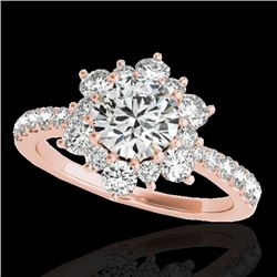 2.19 CTW H-SI/I Certified Diamond Solitaire Halo Ring 10K Rose Gold - REF-290T9X - 33716