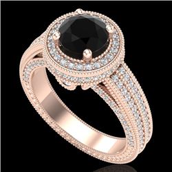 2.8 CTW Fancy Black Diamond Solitaire Engagement Art Deco Ring 18K Rose Gold - REF-236Y4N - 38004