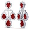Image 4 : 29.23 CTW Royalty Designer Ruby & VS Diamond Earrings 18K White Gold - REF-509F3M - 39363