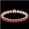 Image 2 : 40 CTW Pink Tourmaline & Micro VS/SI Diamond Halo Bracelet 14K Rose Gold - REF-476T5X - 23320